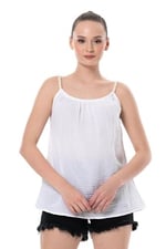 Eliş Şile Bezi Askılı Alaçatı Yazlık Müslin Bluz, L/XL, 514.05, Beyaz, Kadın