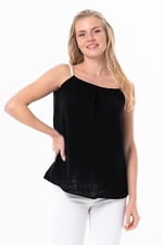 Eliş Şile Bezi Askılı Alaçatı Yazlık Müslin Bluz, 2XL, 514.05, Siyah, Kadın