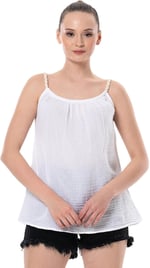Eliş Şile Bezi Askılı Alaçatı Yazlık Müslin Bluz, L/XL, 514.05, Beyaz, Kadın