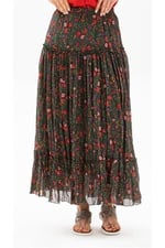 Eliş Şile Bezi Buse Vual Uzun Yazlık Etek Tomurcuk Desen, 3XL, ETK.K.0010, Yeşil, Kadın