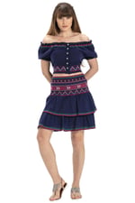 Eliş Şile Bezi Şile Bezi Latin Mini Yazlık Etek, XL, 230.05, Mor, Kadın