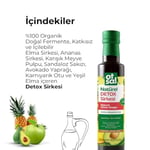 Elma Sirkesi, Ananas Sirkesi, Karışık Meyve Pulpu, Sandaloz Sakızı, Avokado Yaprağı, Karnıyarık Otu ve Yeşil Elma Kabuğu İçeren Doğal Detox Sirkesi 500 ml