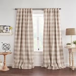 Elrene Home Fashions Farmhouse Living Grainger manda karo karartma perdesi, oturma odası ve yatak odası için, çubuk cepli, 132,1 x 213,4 cm, keten, 1 perde