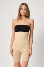 Emay 2929 Paçalı Tül Double Korse,%58 Polyester%42 Elastin, Ten, M Beden