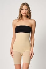Emay 2929 Paçalı Tül Double Korse,%58 Polyester%42 Elastin, Ten, M Beden