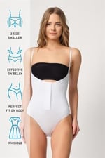 EMAY Beyaz 2043 Göğsü Açık Agraflı Body Korse