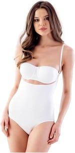EMAY Kadın Beyaz Lohusa Göğüsü Açık Slip Body Korse