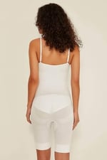 EMAY Kadın Beyaz Seamless Dikişsiz Iz Yapmayan Askılı Body Boxer Korse