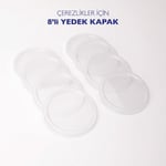 Emaylab 8’li Yedek Mika Kapaklar - Emaye Çerezlik, Kahvaltılık, Reçellik, Zeytinlik Ve Sunumluklar Için 8cm