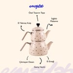Emaylab Black Cupid Kalp Desenli Emaye Çaydanlık Takımı (özel Zamak Tepeli)