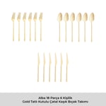 Emsan Alba 18 Parça Parlak Gold Tatlı Kutulu Çatal Kaşık Bıçak Takımı