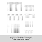 Emsan Elegance Bello 84 Parça 12 Kişilik Çatal Kaşık Bıçak Seti Lüks Kutulu