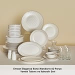 Emsan Elegance Bone Mandarin 60 Parça 8 Kişilik Yemek Takımı ve Kahvaltı Seti