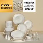 Emsan Elegance Bone Mandarin 60 Parça 8 Kişilik Yemek Takımı ve Kahvaltı Seti