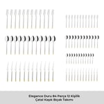 Emsan Elegance Duru Gold 84 Parça 12 Kişilik Lüks Kutulu Çatal Kaşık Bıçak Takımı