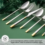 Emsan Elegance Duru Gold 84 Parça 12 Kişilik Lüks Kutulu Çatal Kaşık Bıçak Takımı