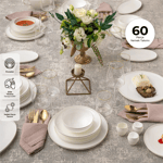 Emsan Fine Bone Freya 60 Parça 12 Kişilik Yuvarlak Yemek Takımı Platin