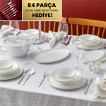 Emsan Fine Bone Freya 60 Parça 12 Kişilik Yuvarlak Yemek Takımı Platin