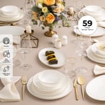 Emsan Galia Fine Bone 59 Parça 12 Kişilik Yuvarlak Yemek Takımı Gold