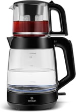 Emsan Glass Tea XL 2 in 1 Cam Çay Makinesi ve Kettle Shiny Black