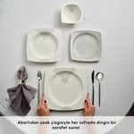 Emsan Square Bone Flava 24 Parça 6 Kişilik Yemek Takımı