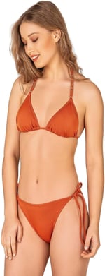 Endeep Kadın Aksesuar Detaylı Turuncu Üçgen Bikini Takımı