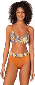 Endeep Kadın Biye Detaylı Toparlayıcı Desenli Bikini Takımı