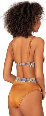 Endeep Kadın Biye Detaylı Toparlayıcı Desenli Bikini Takımı