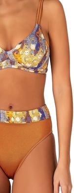 Endeep Kadın Biye Detaylı Toparlayıcı Desenli Bikini Takımı