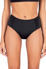 Endeep Kadın Büzgülü Kalın Kenarlı Siyah Bikini Altı