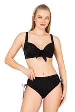 Endeep Kadın Fiyonk Detaylı Siyah Büyük Beden Bikini Takımı