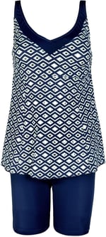 Endeep Kadın Lacivert Geometrik Desenli Tankini Takımı
