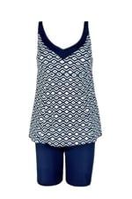 Endeep Kadın Lacivert Geometrik Desenli Tankini Takımı