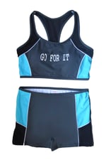 Endeep Kadın Yazılı Gri Mavi Sporcu Bikini Takımı