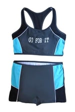 Endeep Kadın Yazılı Gri Mavi Sporcu Bikini Takımı