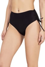 Endeep Kadın Yüksek Bel Yan Büzgülü İpli Bikini Altı