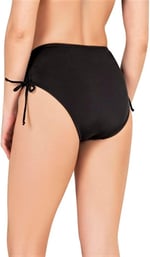 Endeep Kadın Yüksek Bel Yan Büzgülü İpli Bordo Bikini Altı