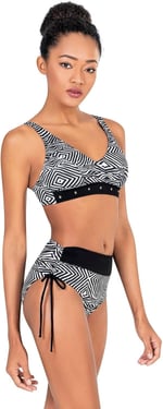 Endeep Kadın Zebra Desenli Yüksek Bel Toparlayıcı Bikini Takımı