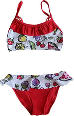Endeep Kız Çocuk Desenli Kırmızı Büstiyer Bikini Takımı