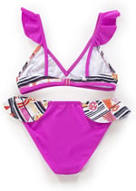 Endeep Kız Çocuk Desenli Volanlı Pembe Bikini Takımı