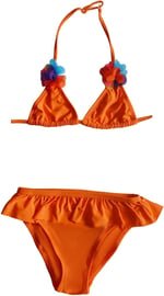 Endeep Kız Çocuk Fırfırlı Turuncu Üçgen Bikini Takımı