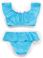 Endeep Kız Çocuk Volanlı Aksesuarlı Mavi Bikini Takımı