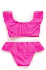 Endeep Kız Çocuk Volanlı Aksesuarlı Pembe Bikini Takımı