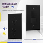 ENERLITES Dekoratör Işık Anahtarı veya Priz Çıkışı Duvar Plakası, Parlak Yüzey, Büyük Boy 1-Takım 14 cm x 8,89 cm, Kırılmaz Polikarbonat Termoplastik, UL Listeli, 8831O-BK-10 ADET, Siyah, 10'lu paket