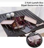 ENVİİ STORE 2 Kat Yemek Saklama Kabı Beslenme Kutusu Seti - Sporcu Diyet Öğrenci Fitness Okul Işyeri Sefer Tası