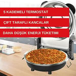 ERATEC - Pizza fırını, SET-PM-27. 400°C'ye kadar sıcaklık, 5 pişirme kademesi, pizza 4 dakika hazır, aksesuarlar dahil: 32 cm ateşe dayanıklı taş plaka, XXL tava eklentisi, pizza küreği, pizza kesici.
