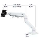 ERGOTRON Beyaz HD mafsallı HX monitör kolu, 49 inçe kadar ultra geniş kavisli monitörler için patentli CF teknolojisine sahip masa tutucu, 29,2 cm yükseklik ayarı, VESA, 10 yıl garanti