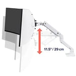 ERGOTRON Beyaz HD mafsallı HX monitör kolu, 49 inçe kadar ultra geniş kavisli monitörler için patentli CF teknolojisine sahip masa tutucu, 29,2 cm yükseklik ayarı, VESA, 10 yıl garanti