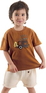 Erkek Bebek Çocuk Müslin Şort T-shirt Takım