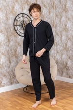 Erkek Boydan Düğmeli Yüksel Kalite Pamuk Pijama Takımı 16511